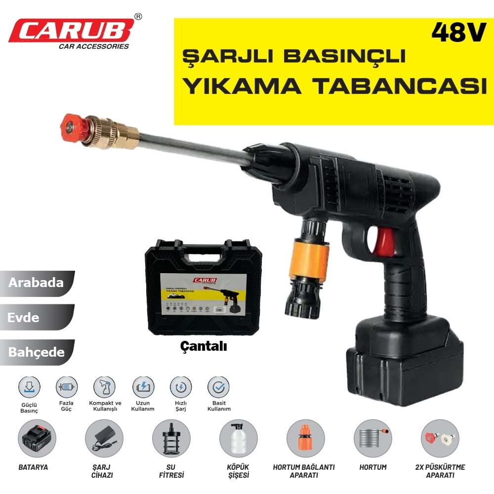 CARUB OTO YIKAMA TABANCASI ŞARJLI BASINÇLI