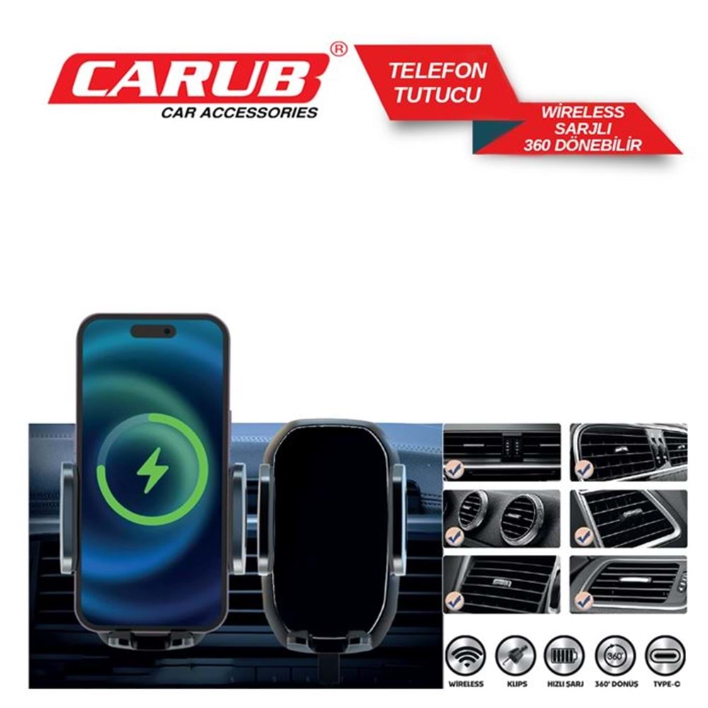 CARUB TELEFON TUTUCU ARAÇ İÇİ WİRELESS ŞARJLI 5901834
