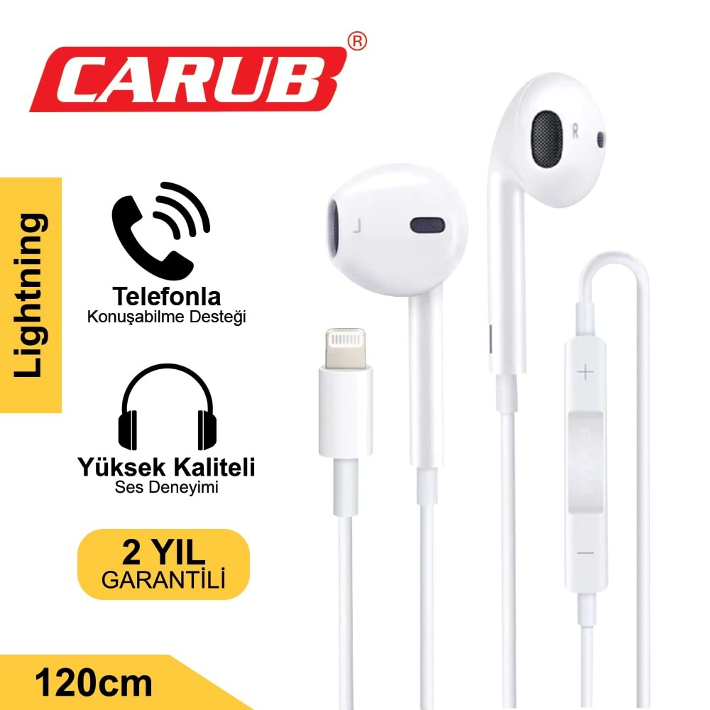 CARUB KULAKLIK KABLOLU IPHONE 1.2M BEYAZ