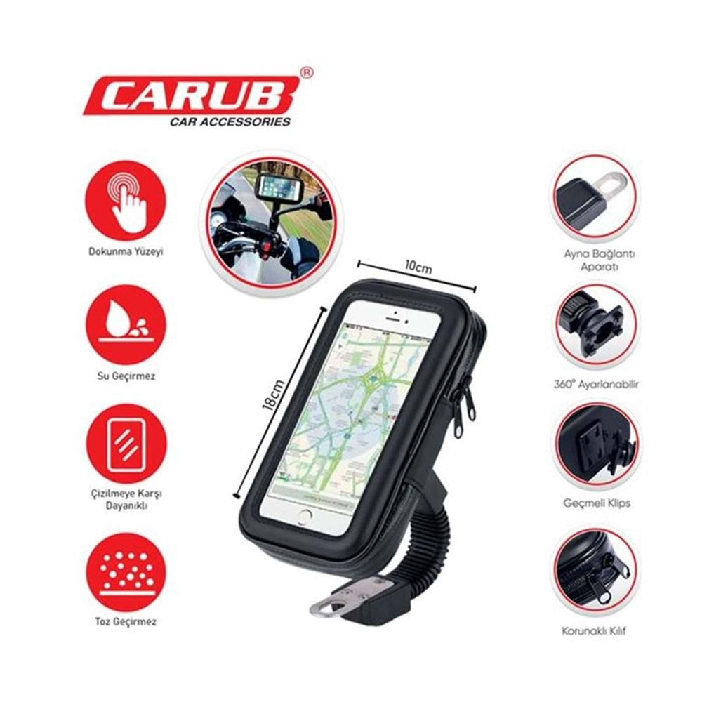 CARUB TELEFON TUTUCU MOTORSİKLET DERİ FERMUARLI 52,5X41CM 5901964