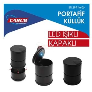 CARUB KÜLLÜK PORTATİF IŞIKLI KAPAKLI SİYAH 2944606