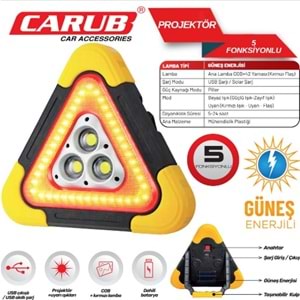 CARUB Üçgen İkaz Reflektörü Güneş Enerj 5 Foksiyon 4502107