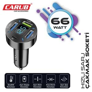 CARUB ARAÇ ÇAKMAK 5901848 HIZLI ŞARJ SOKETİ 4 IN 1 DIGITAL