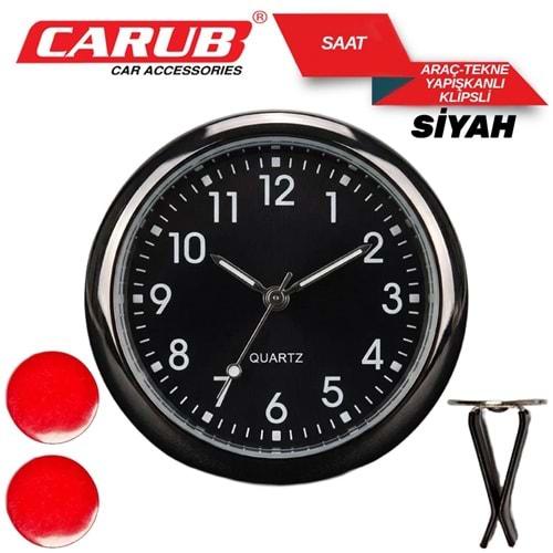 CARUB Saat 5202610 Yapışma + Klipsli Siyah