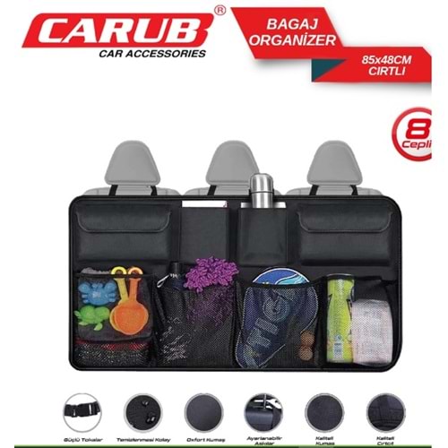 CARUB Oto Bagaj Organizer 8 Cepli 85x48cm Cırtlı 5902225